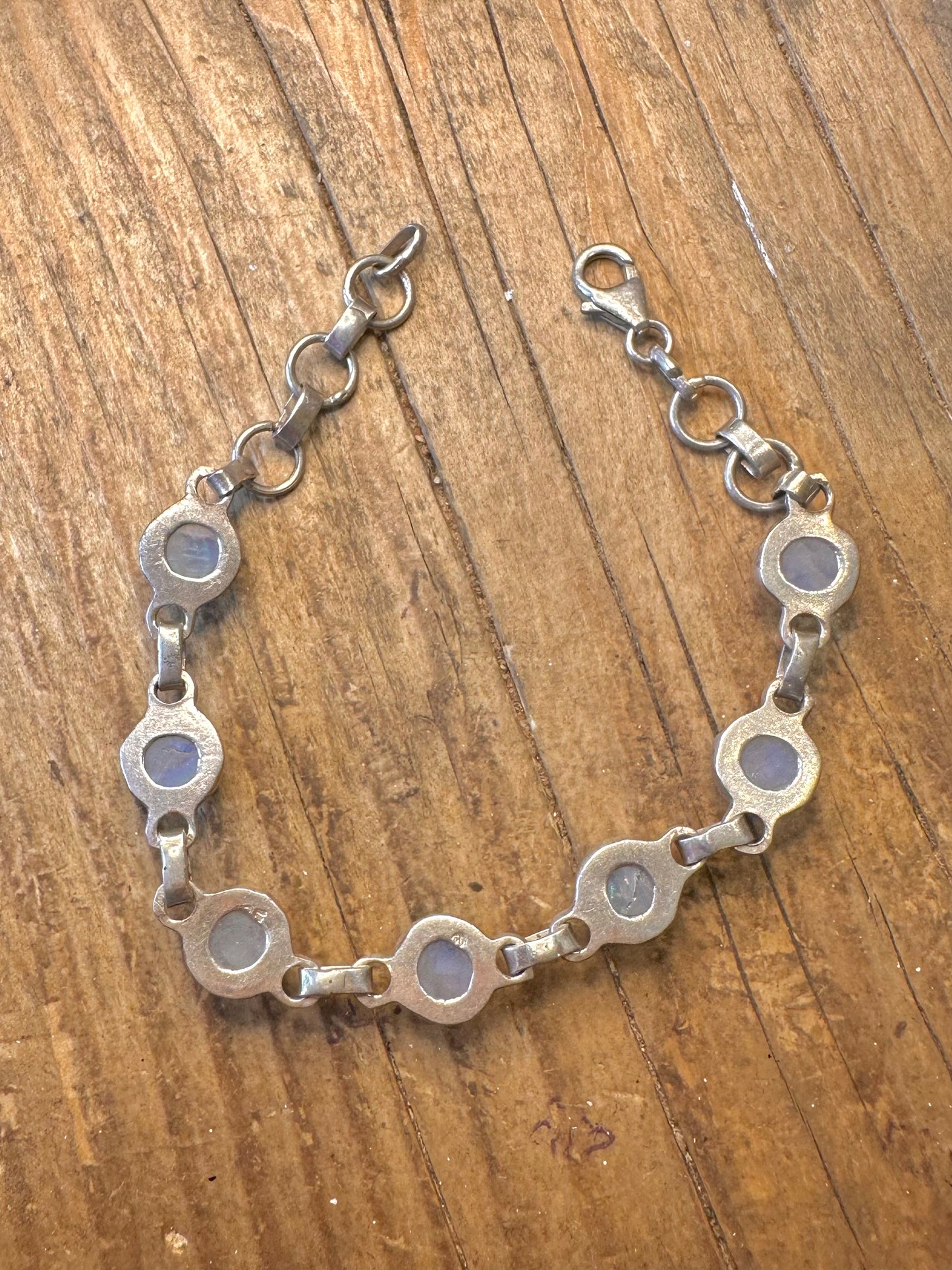 Moonstone Circle 925 Sterling Silver 7.5 inch Bracelet