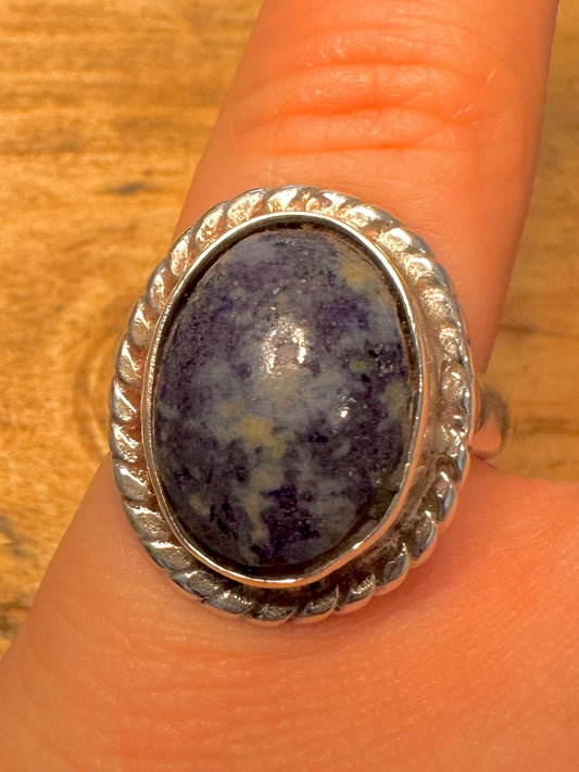 Vintage Lapis Boho 925 Silver Size M Ring