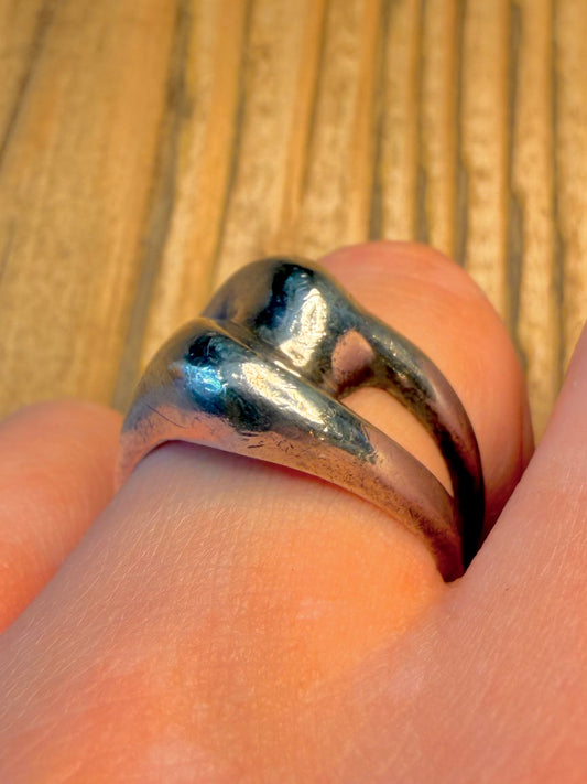 Abstract Overlapping 925 Sterling Silver Size Q1/2 Ring