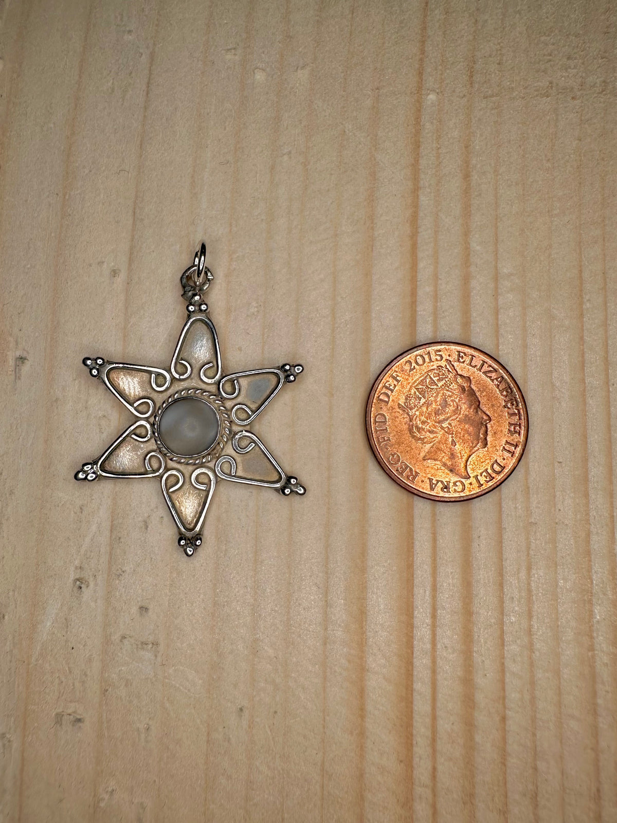 White Moonstone Star 925 Sterling Silver Pendant