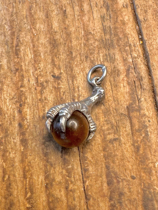 Tigers Eye Talon Claw 925 Sterling Silver Charm Pendant