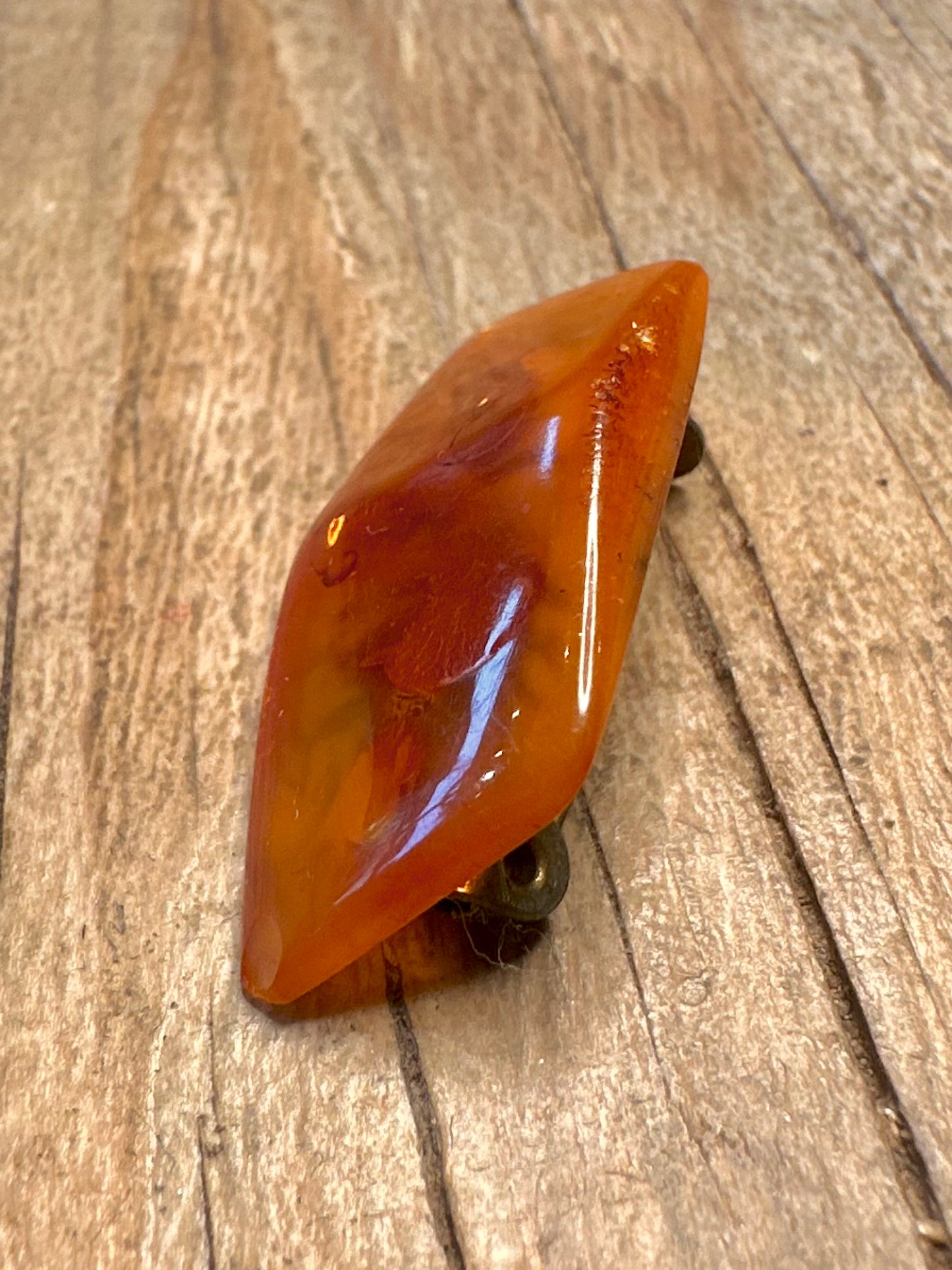 Vintage Amber Brass Brooch