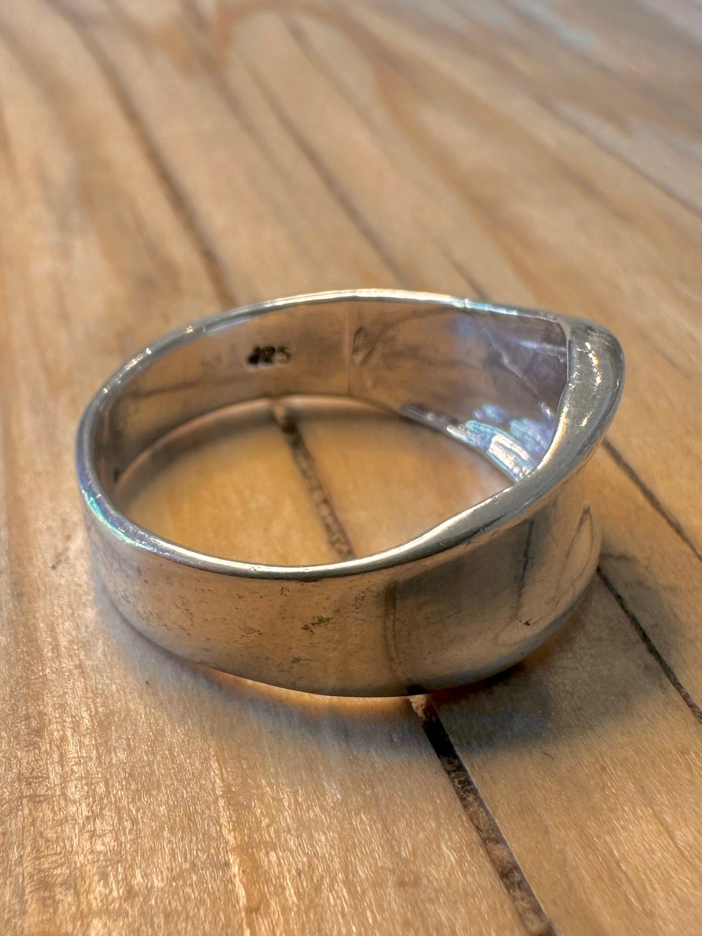 Abstract Concave Dome 925 Silver Size U Ring