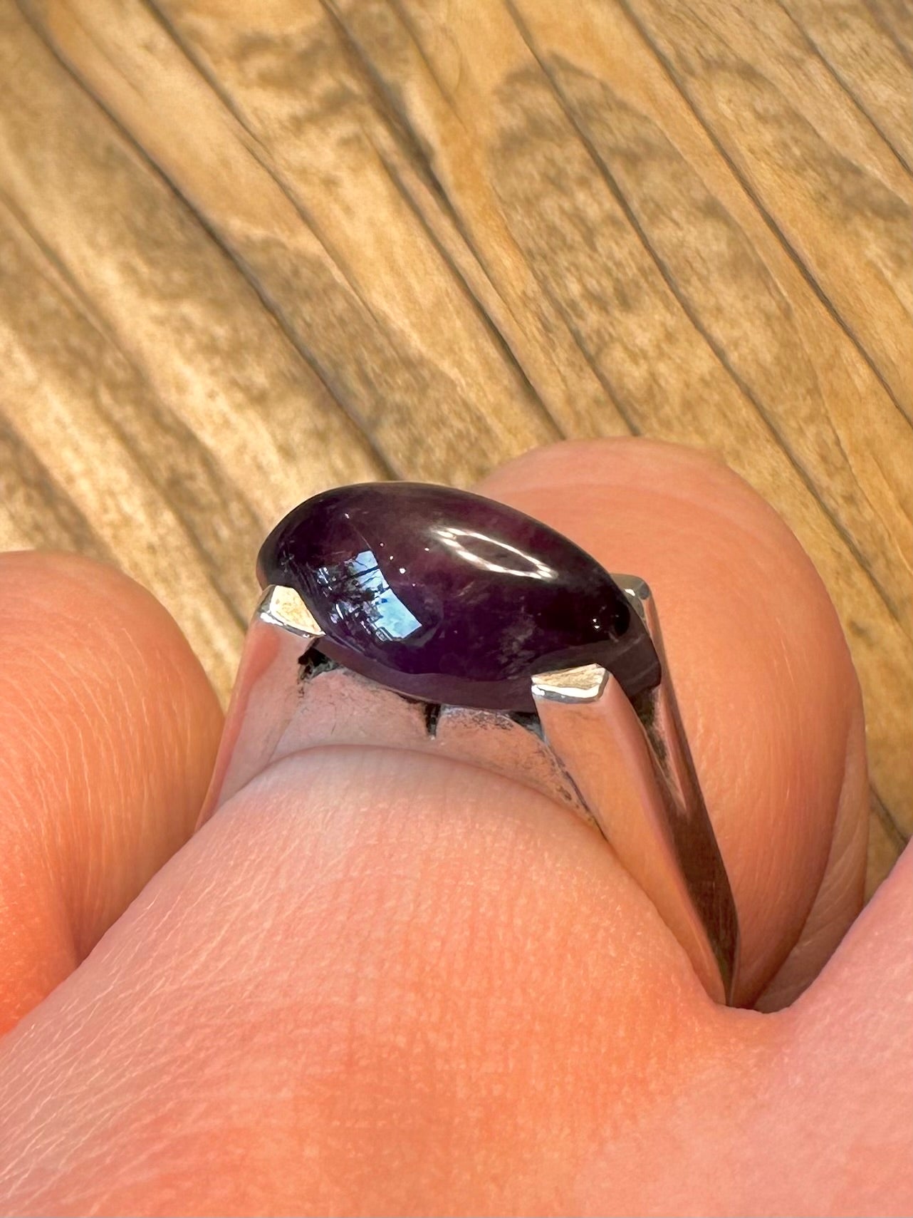 Abstract 1993 Amethyst 925 Sterling Silver Size O Ring