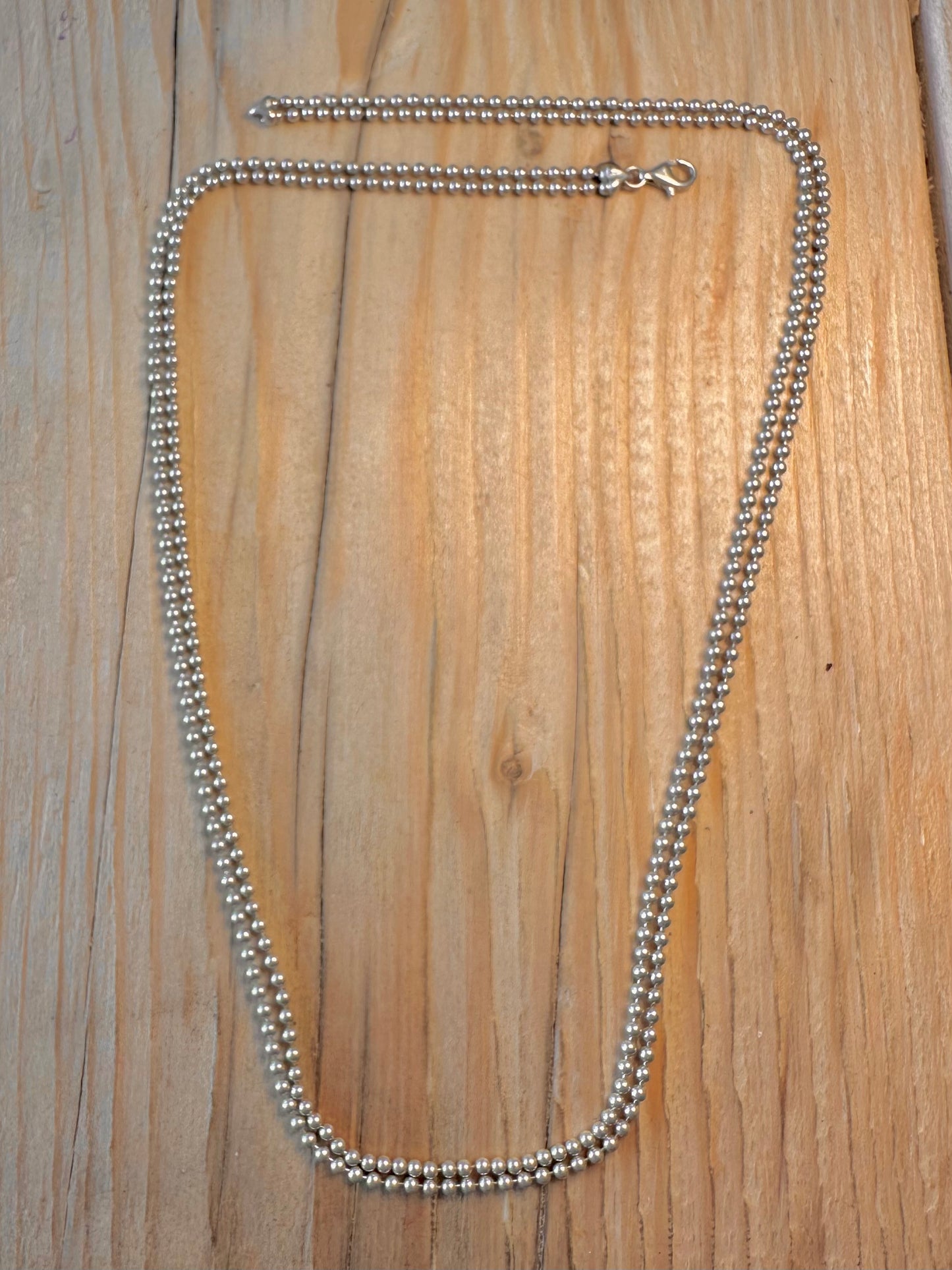 Vintage Double Ball Chain 925 Sterling Silver 20.1 inch Necklace