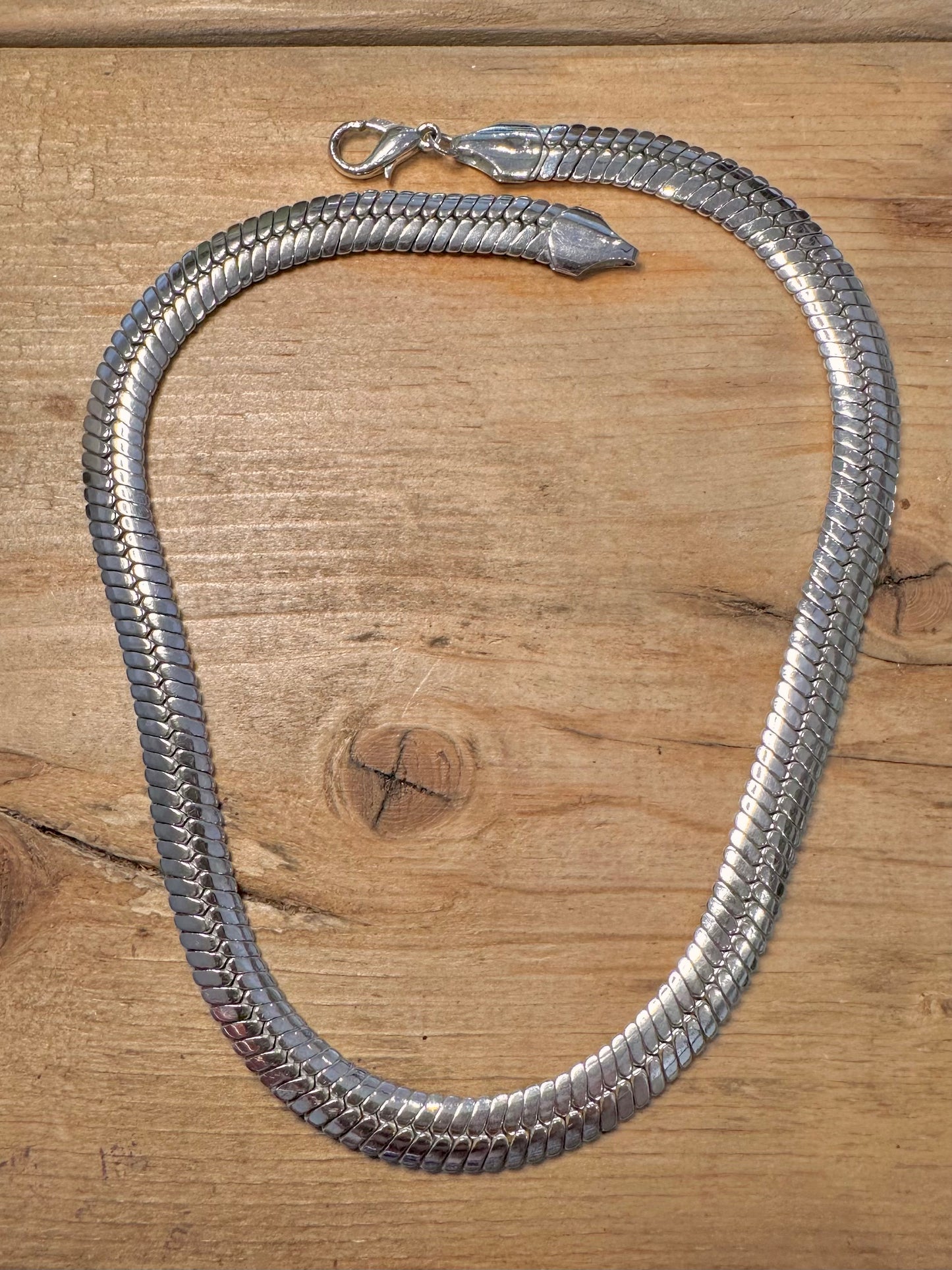 Vintage Chunky Herringbone 925 Silver 17.8 inch Necklace