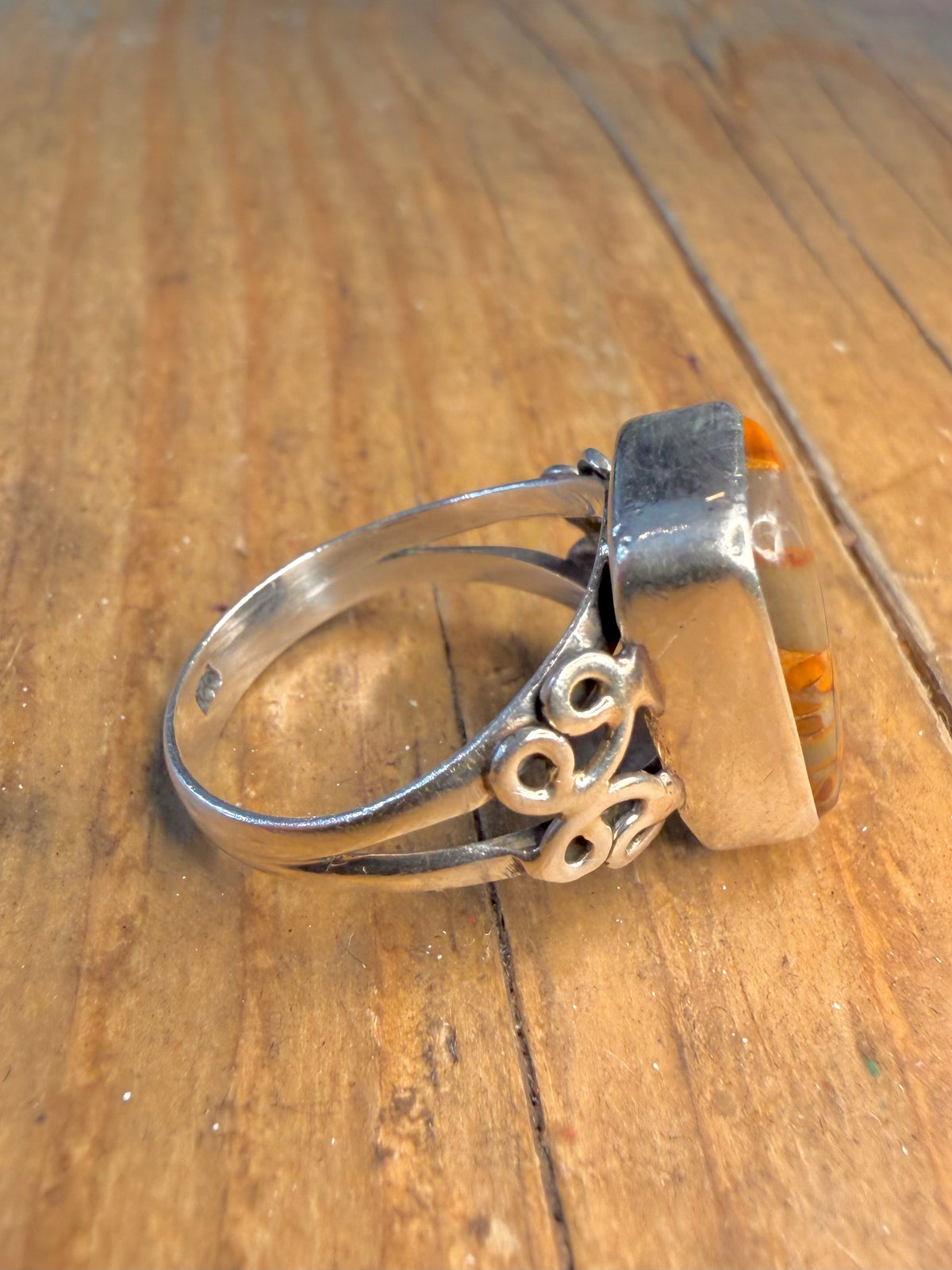 Rectangle Jasper 925 Sterling Silver Size N Ring