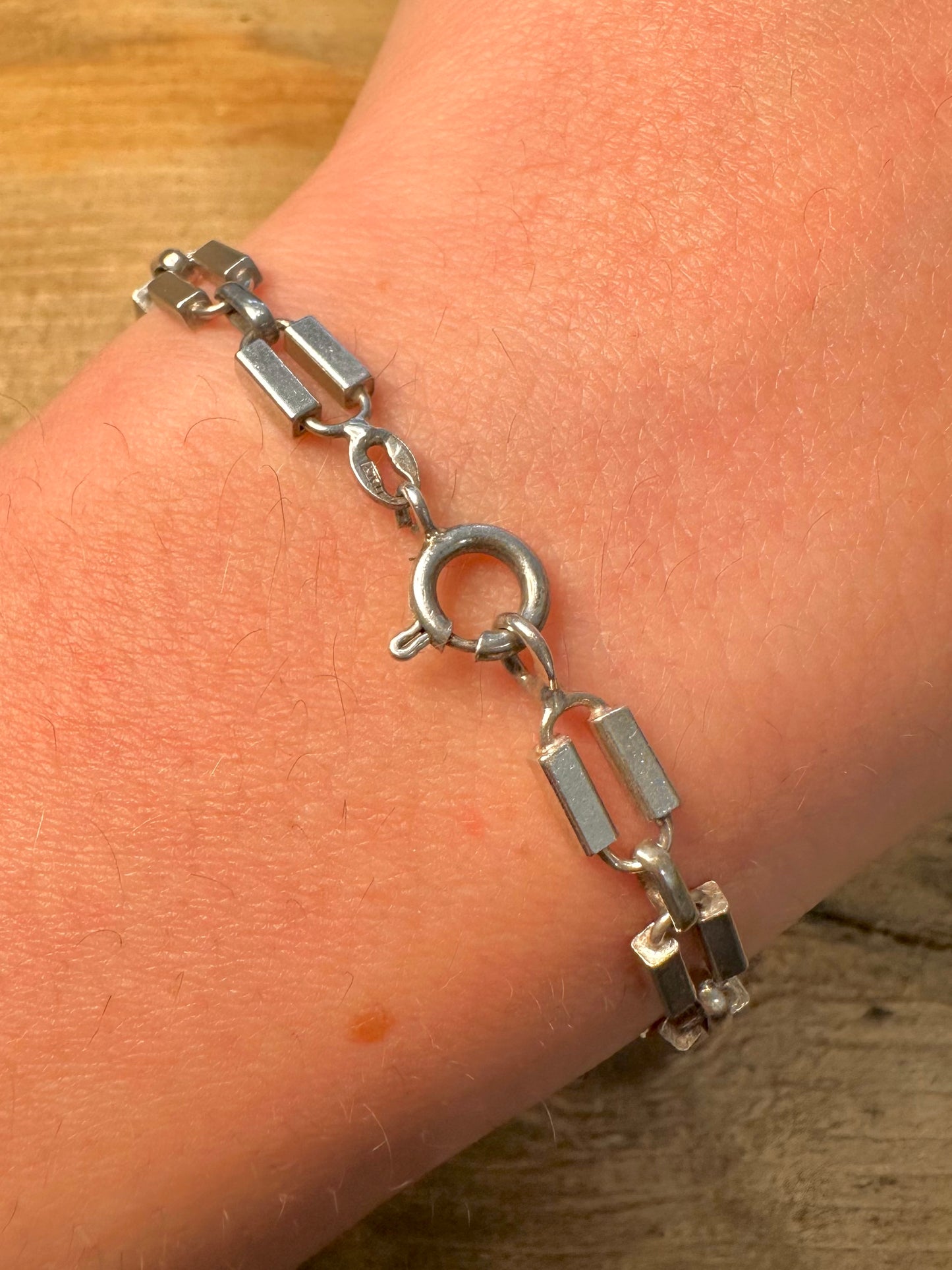 Vintage Unique Link Italy 925 Silver 7.5 inch Bracelet