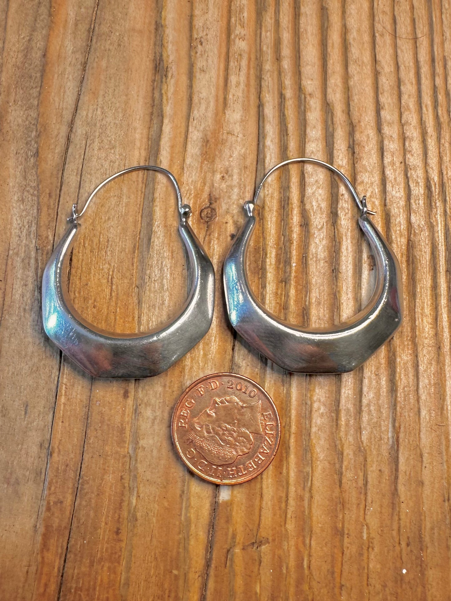 Chunky Geometric Shaped Hoops 925 Sterling Silver Earrings