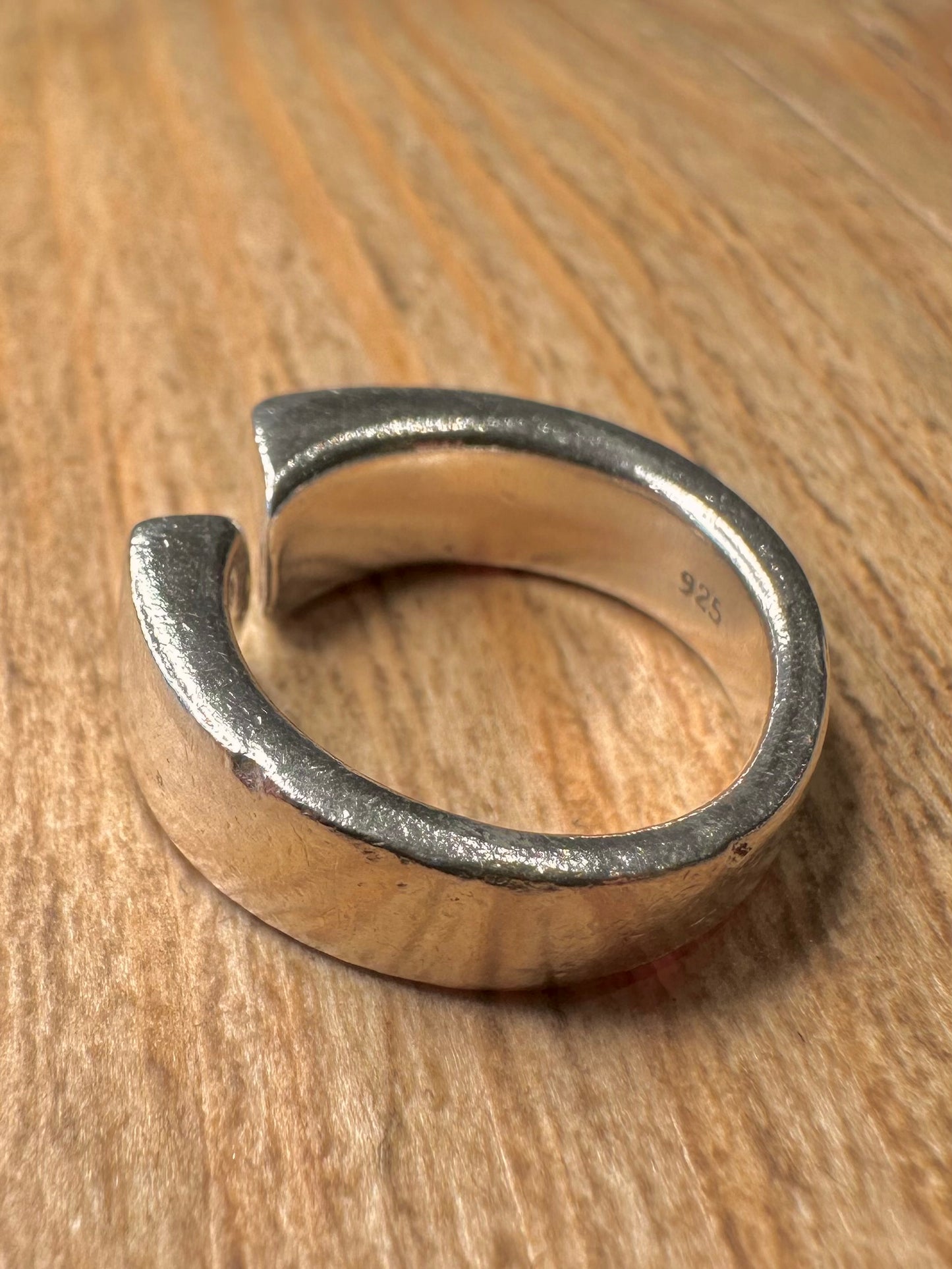 Abstract Box End 925 Sterling Silver Size N Ring