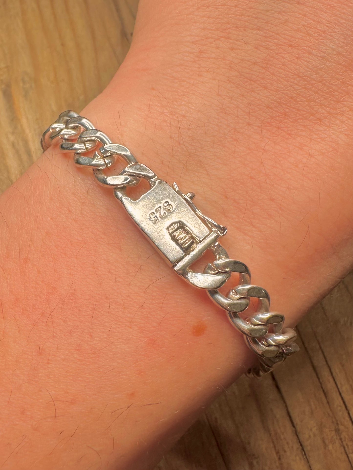 Vintage Identity Curb Chain 925 Sterling Silver 8 inch Bracelet