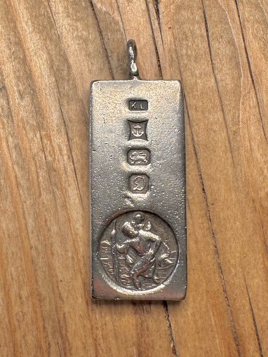 Vintage 1978 Ingot St Christopher 925 Sterling Silver Pendant