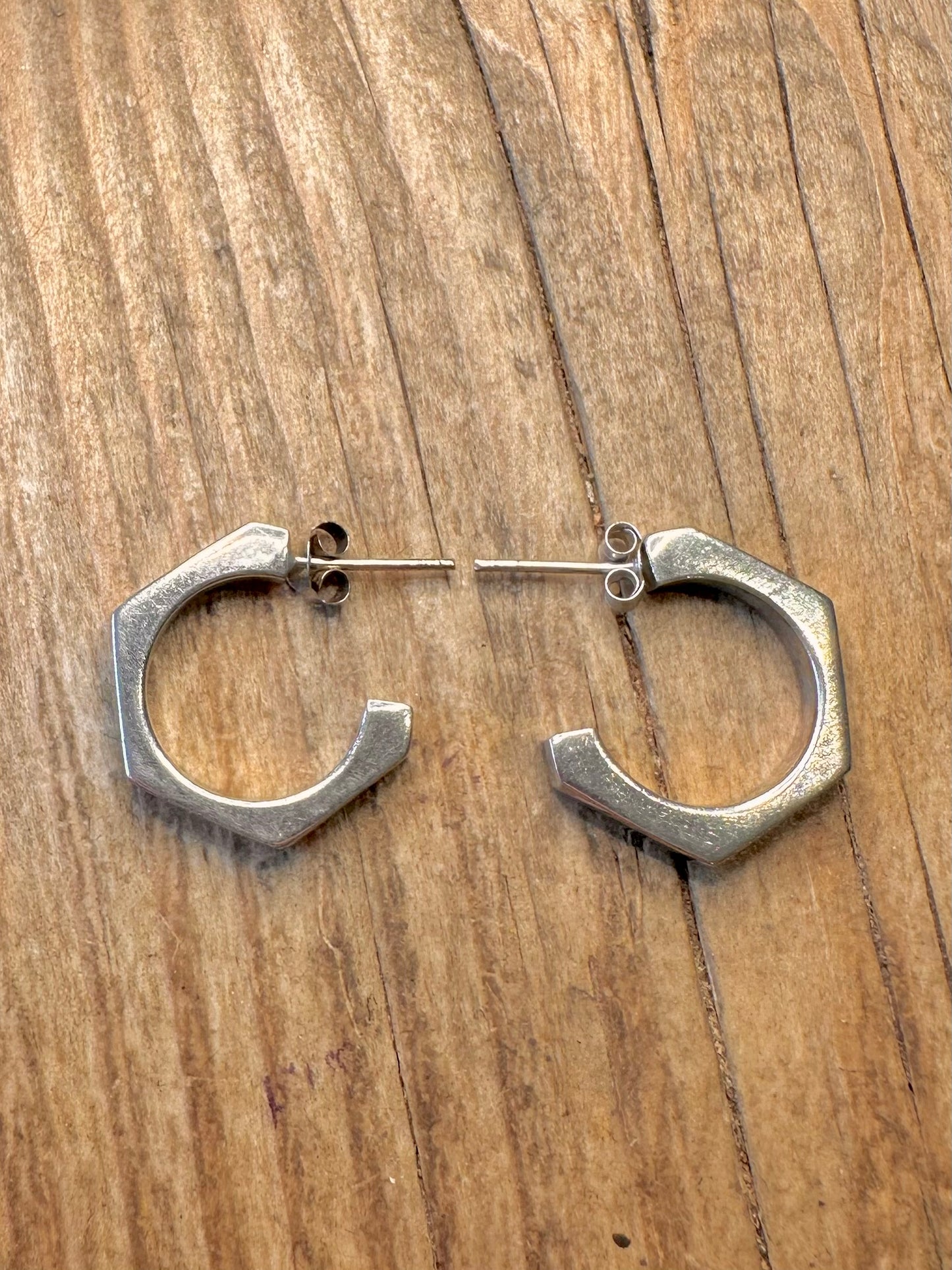 Geometric Hoops 925 Sterling Silver Earrings