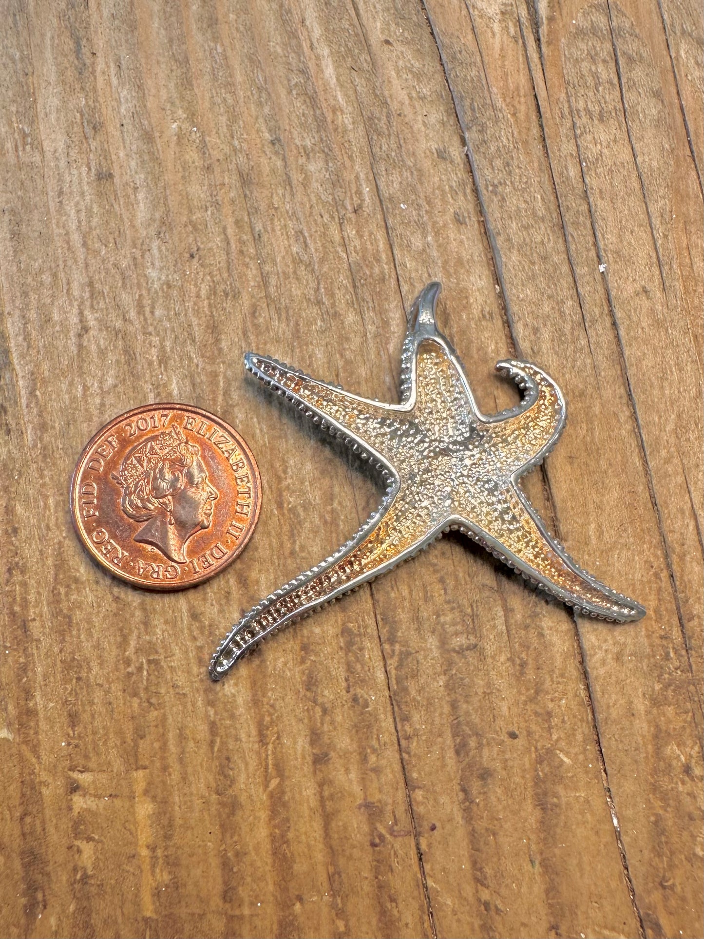 Textured Star Fish 925 Sterling Silver Pendant