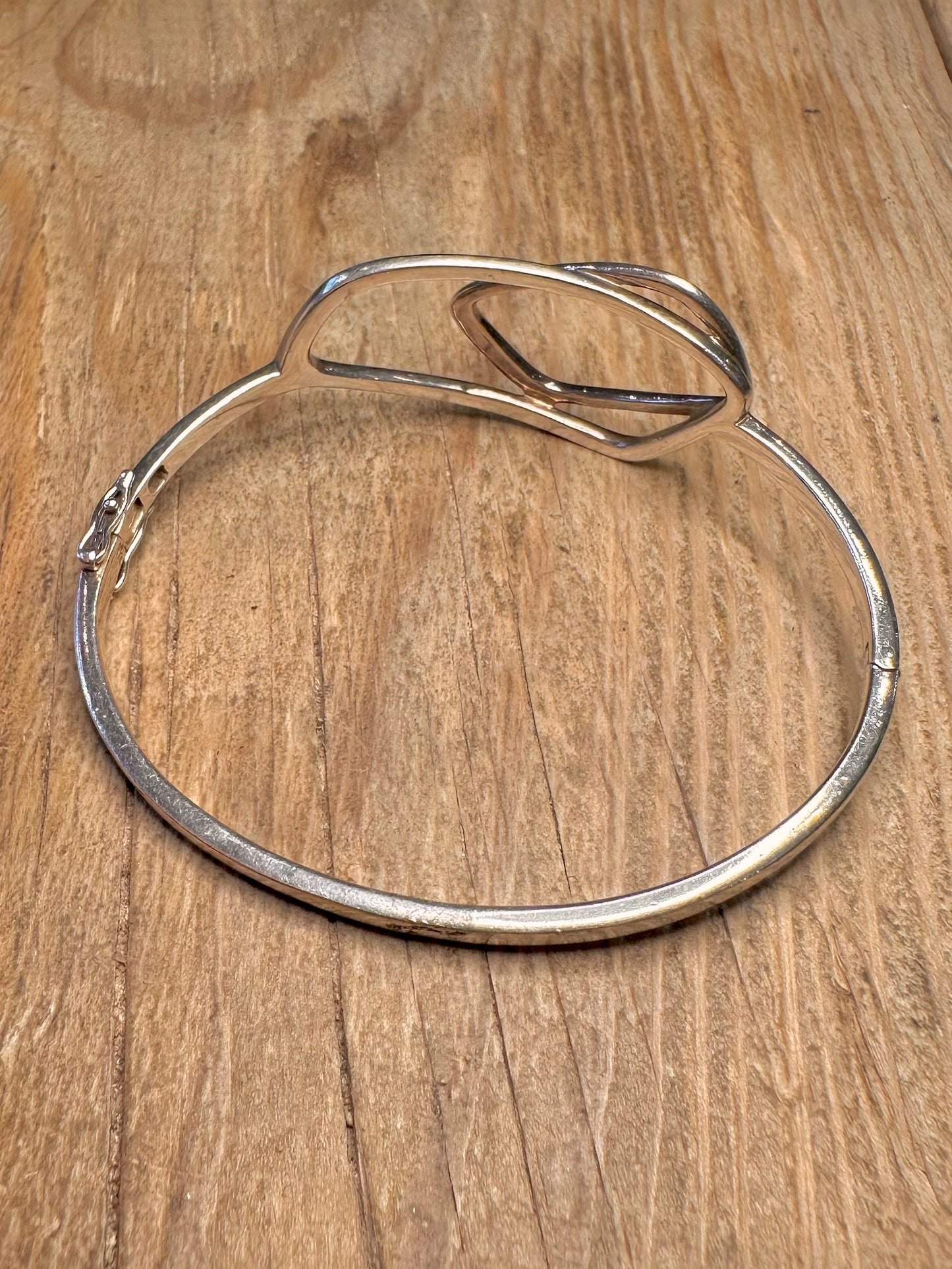 Abstract Square 925 Sterling Silver Bangle