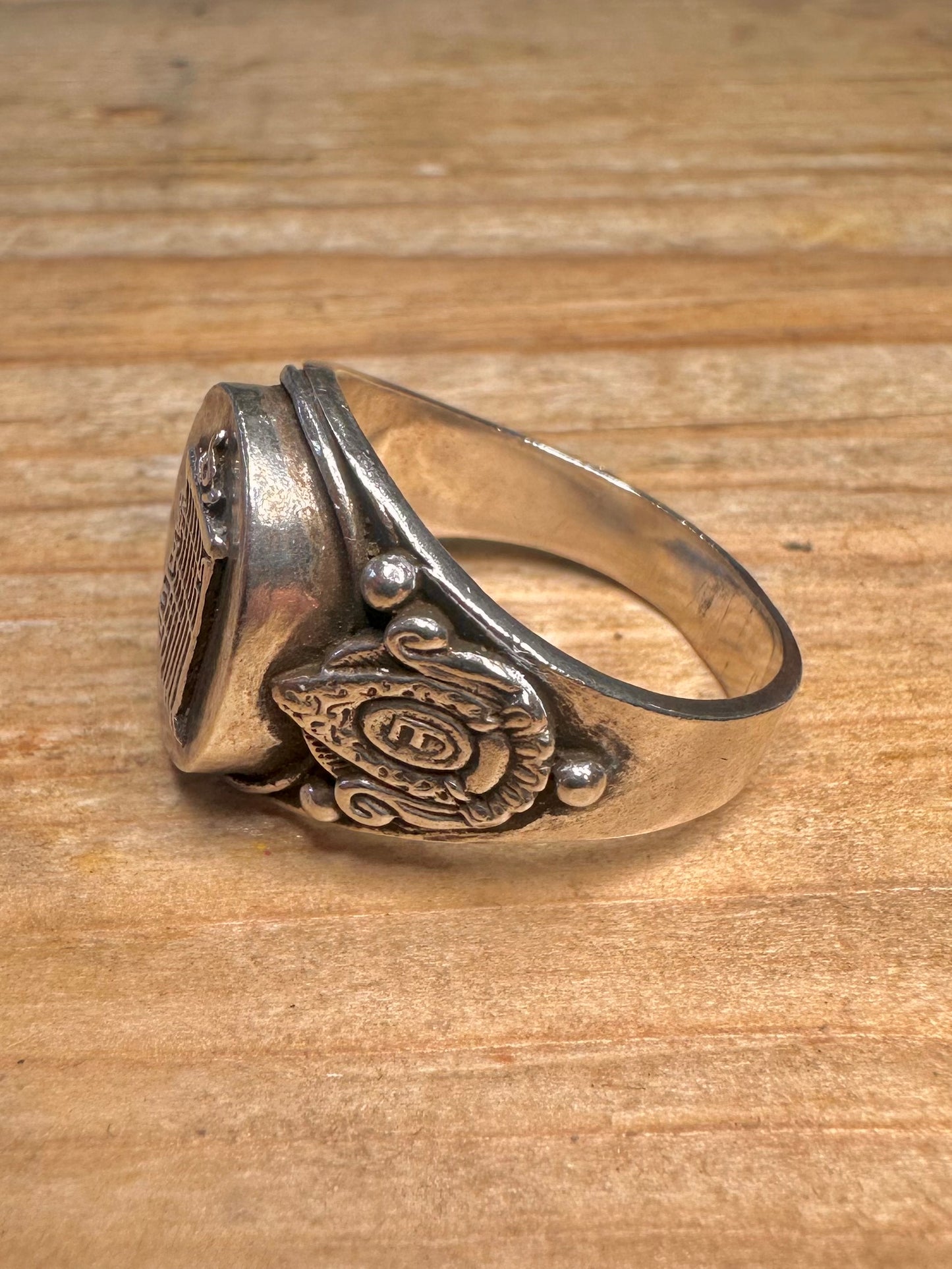 Vintage Ten Interlocking Syllables Kalachakra 925 Sterling Silver Y1/2 Ring