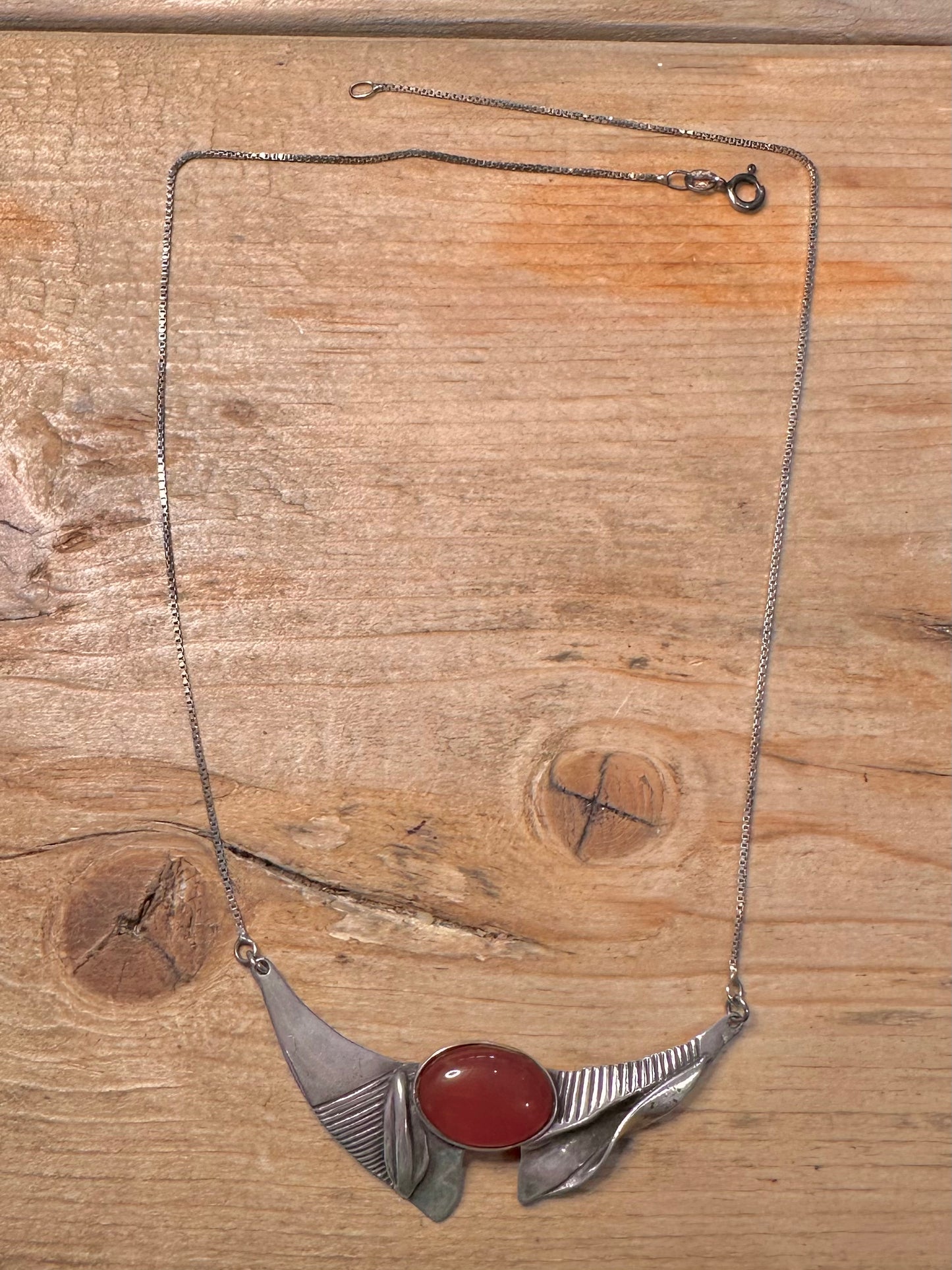 Modernist Carnelian Maker RON Box Chain 18.5 inch Necklace