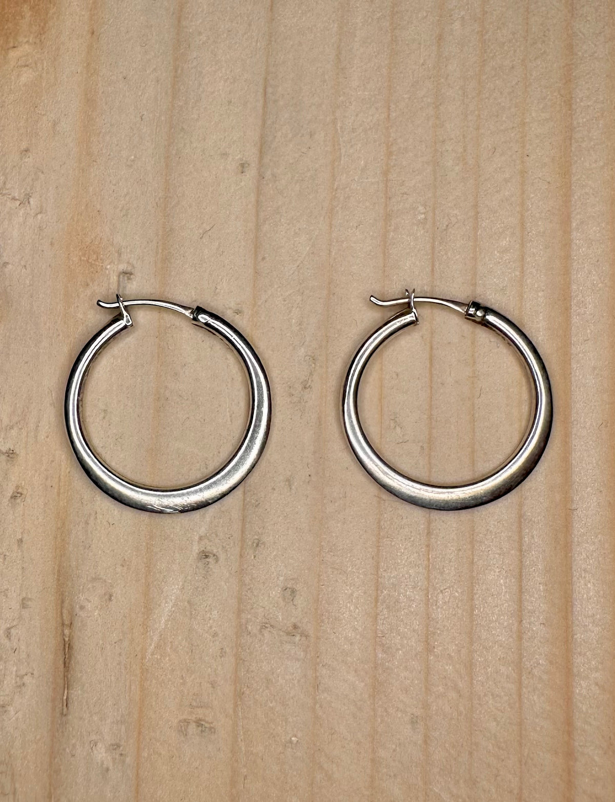 Flat Hoop 925 Sterling Silver Earrings