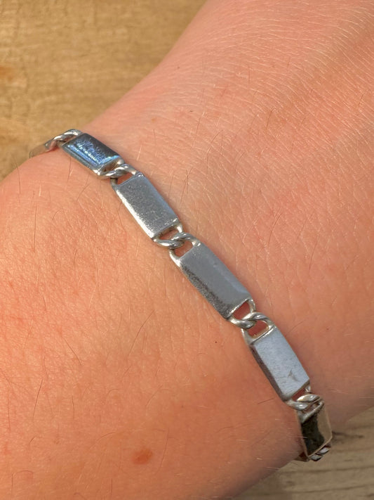 Vintage Bar Link 925 Silver 7.4 inch Bracelet