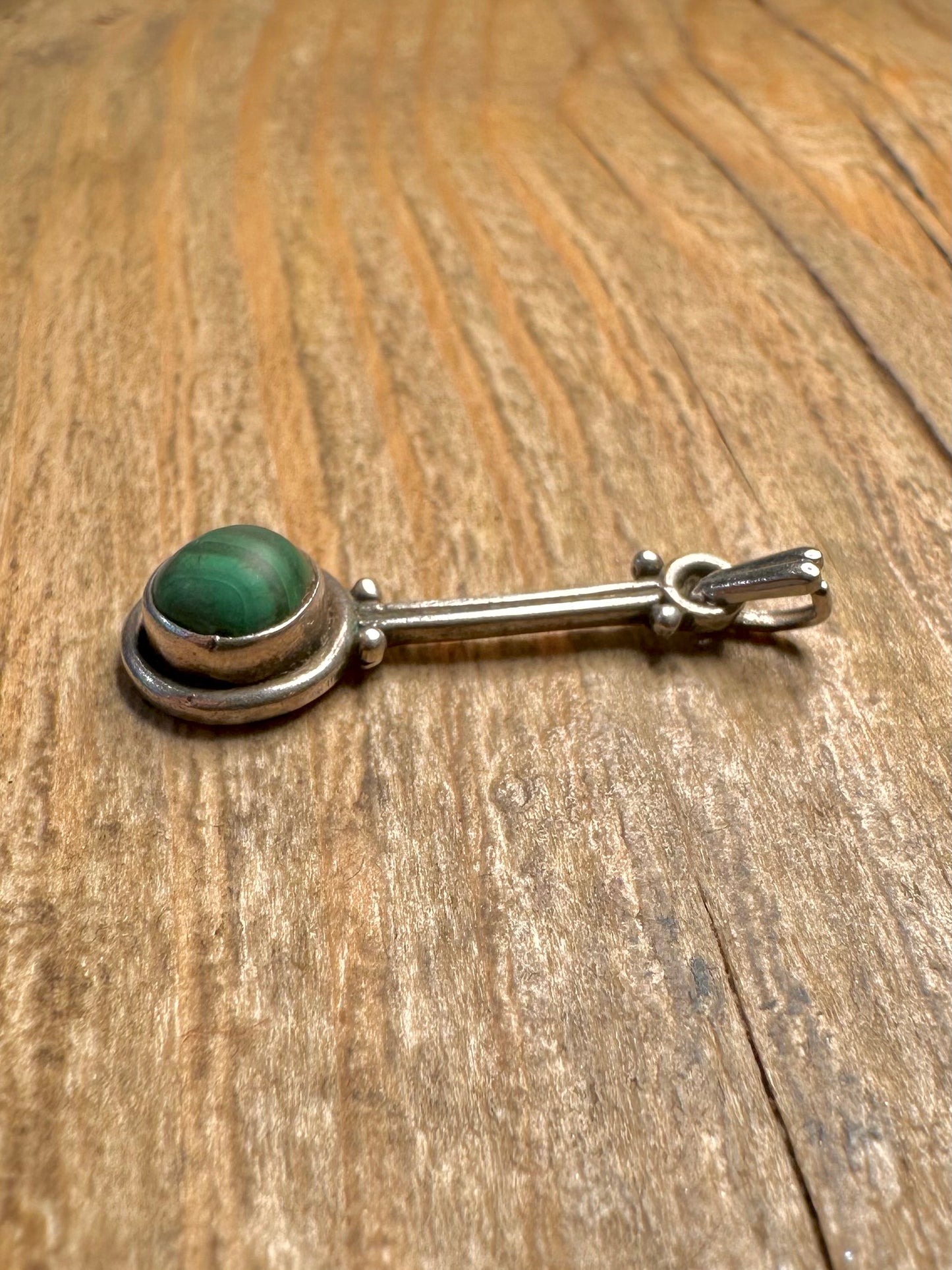 Vintage Malachite 925 Sterling Silver Pendant