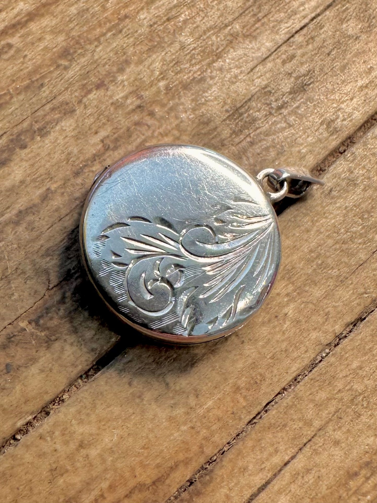 Gravierter Kreis-Medaillon 925 Sterling Silber Anhänger