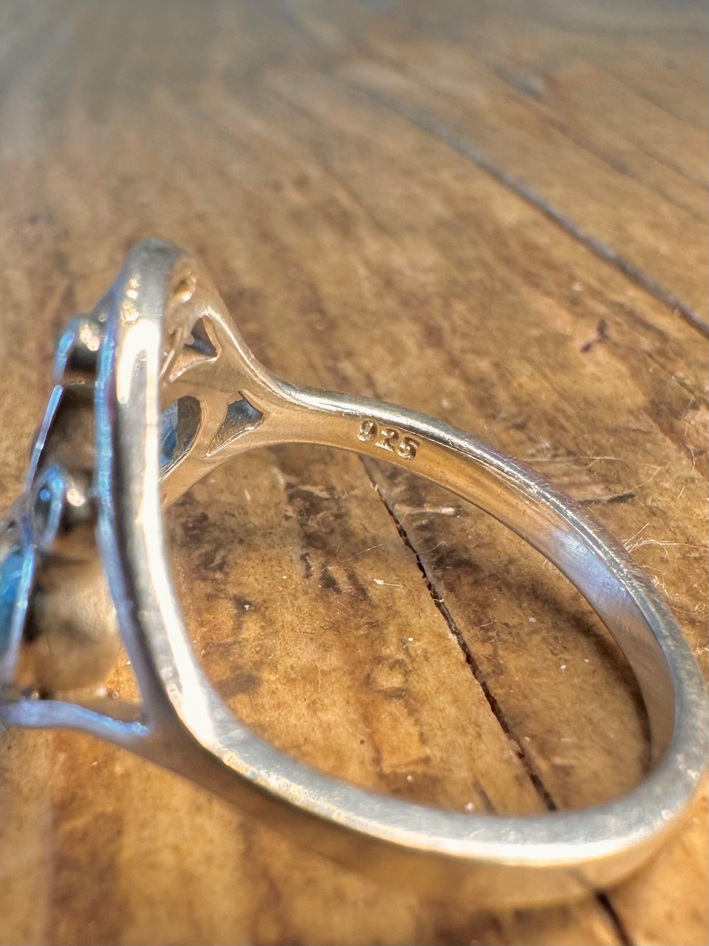 Abstrakter Multi-Edelstein 925 Sterling Silber Ring Größe L