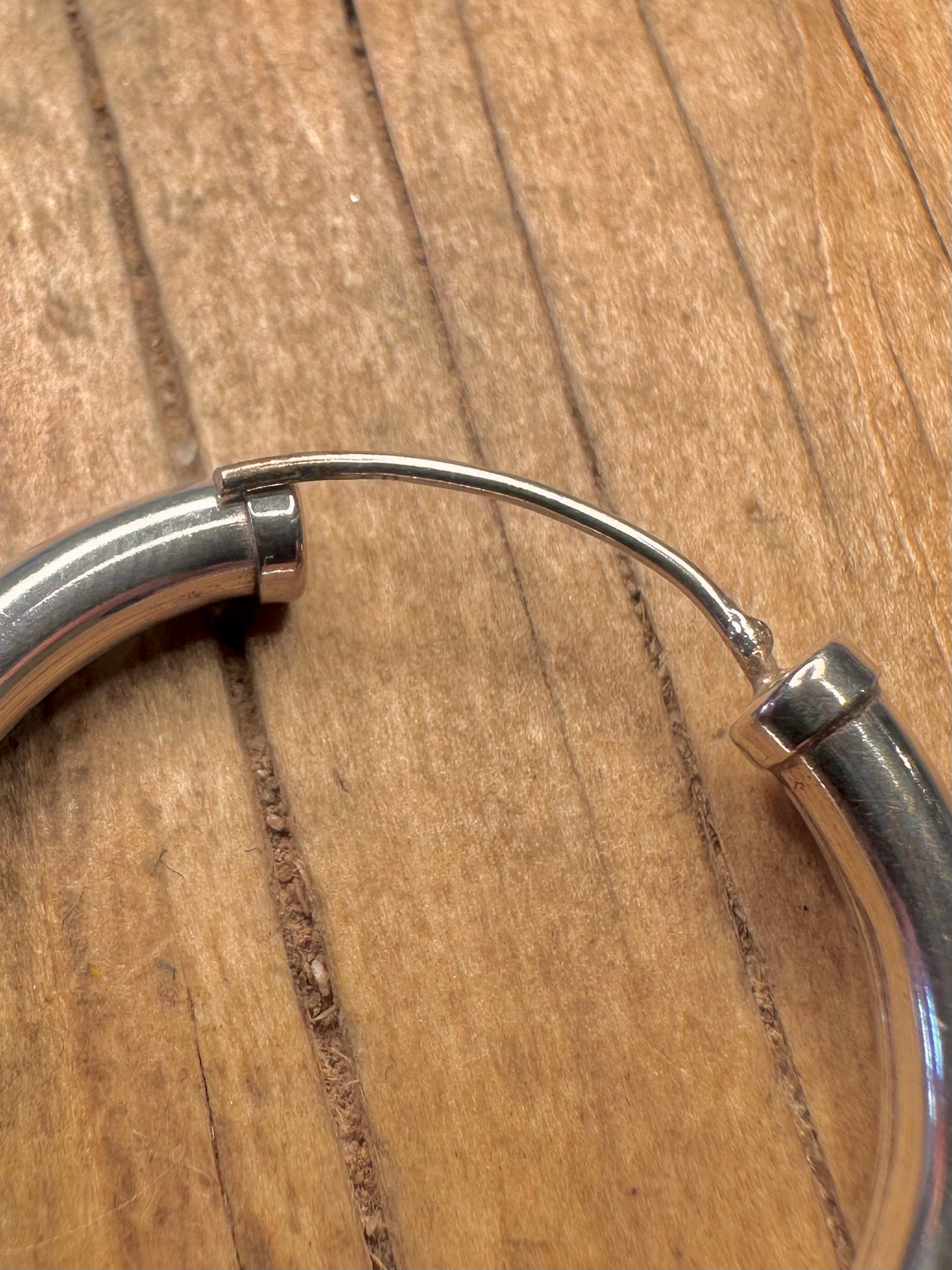 Vintage Dicke Abgerundete Creolen 925 Sterling Silber Ohrringe