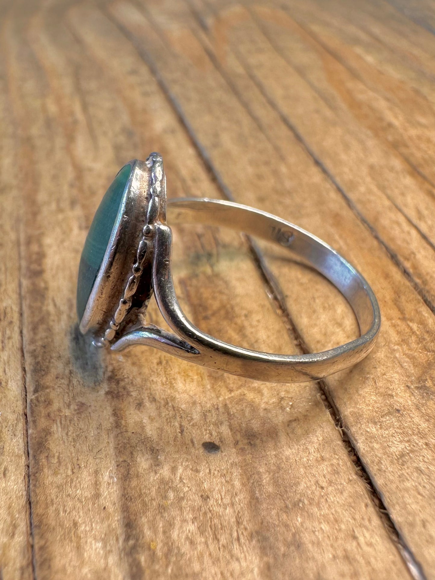 Ovaler Malachit 925er Sterling Silber Ring Größe P1/2