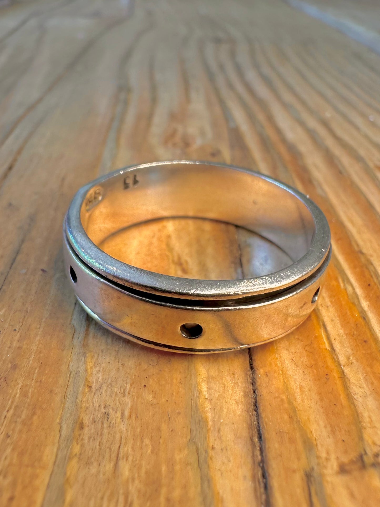 Spinner Band Circle Cut Out 925 Sterling Silver Size Z+5 Ring