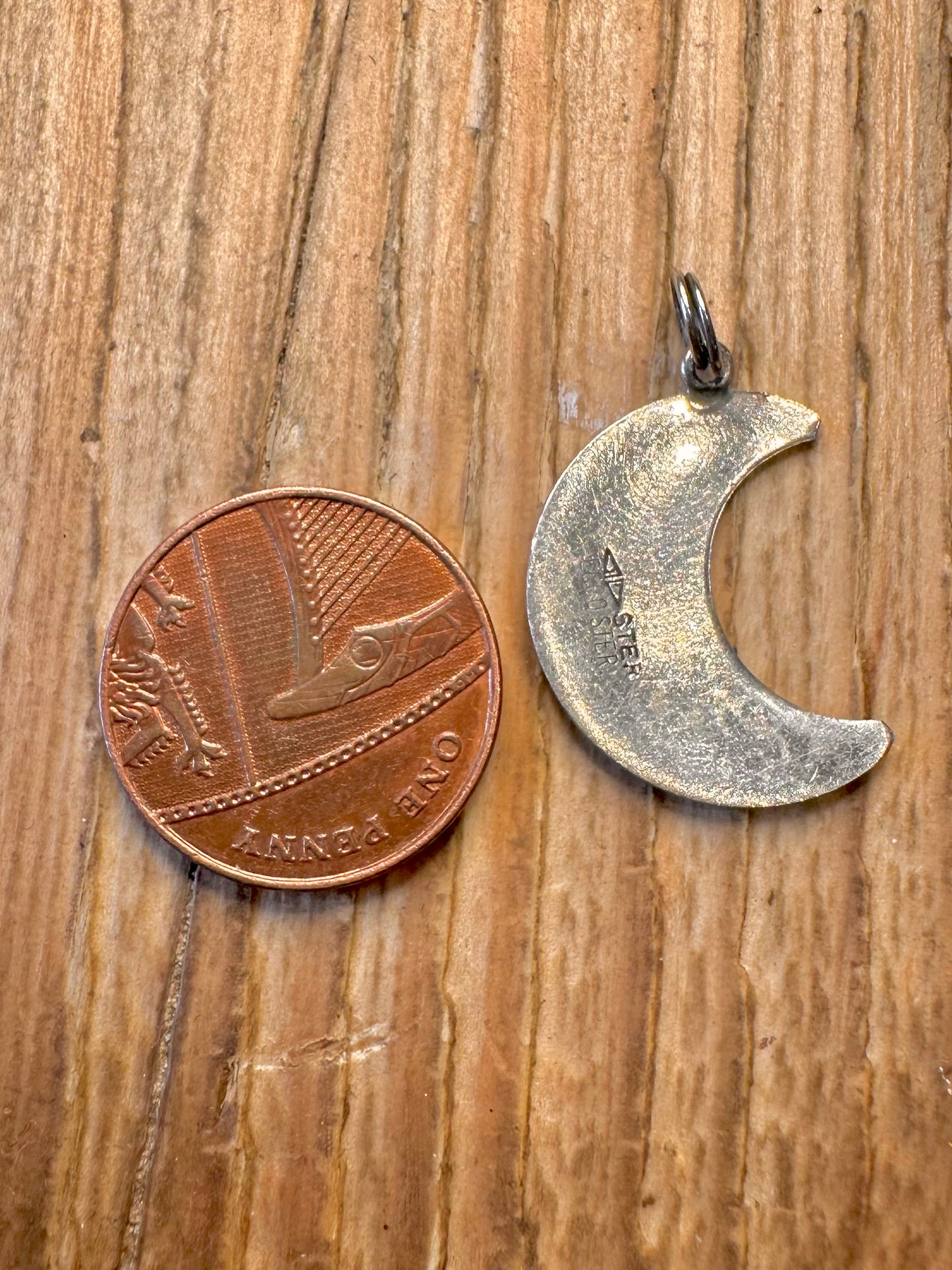 Vintage-Mondgravurform 925 Sterling Silber Anhänger