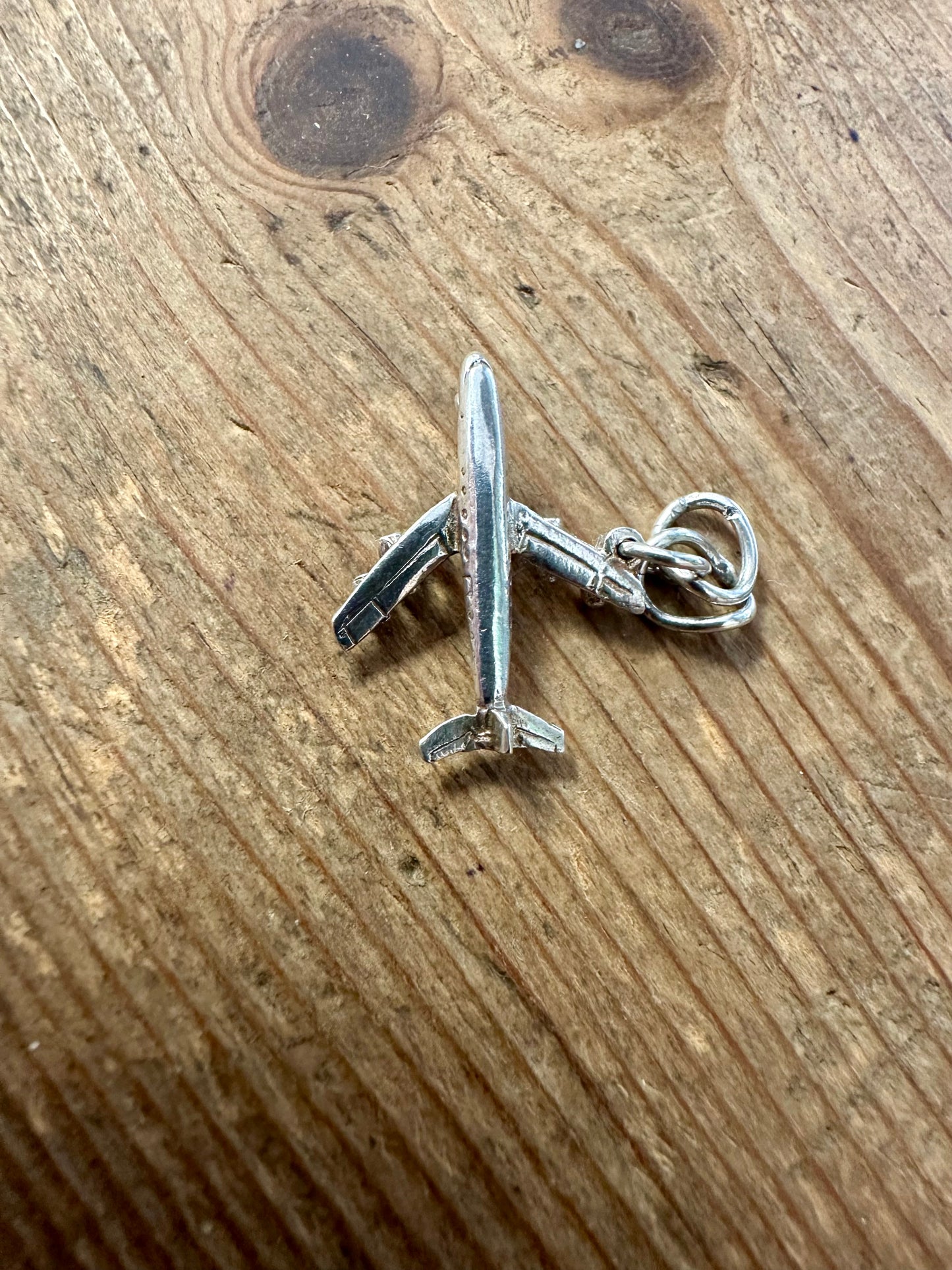 Vintage 1974 Plane 925 Silver Charm Pendant