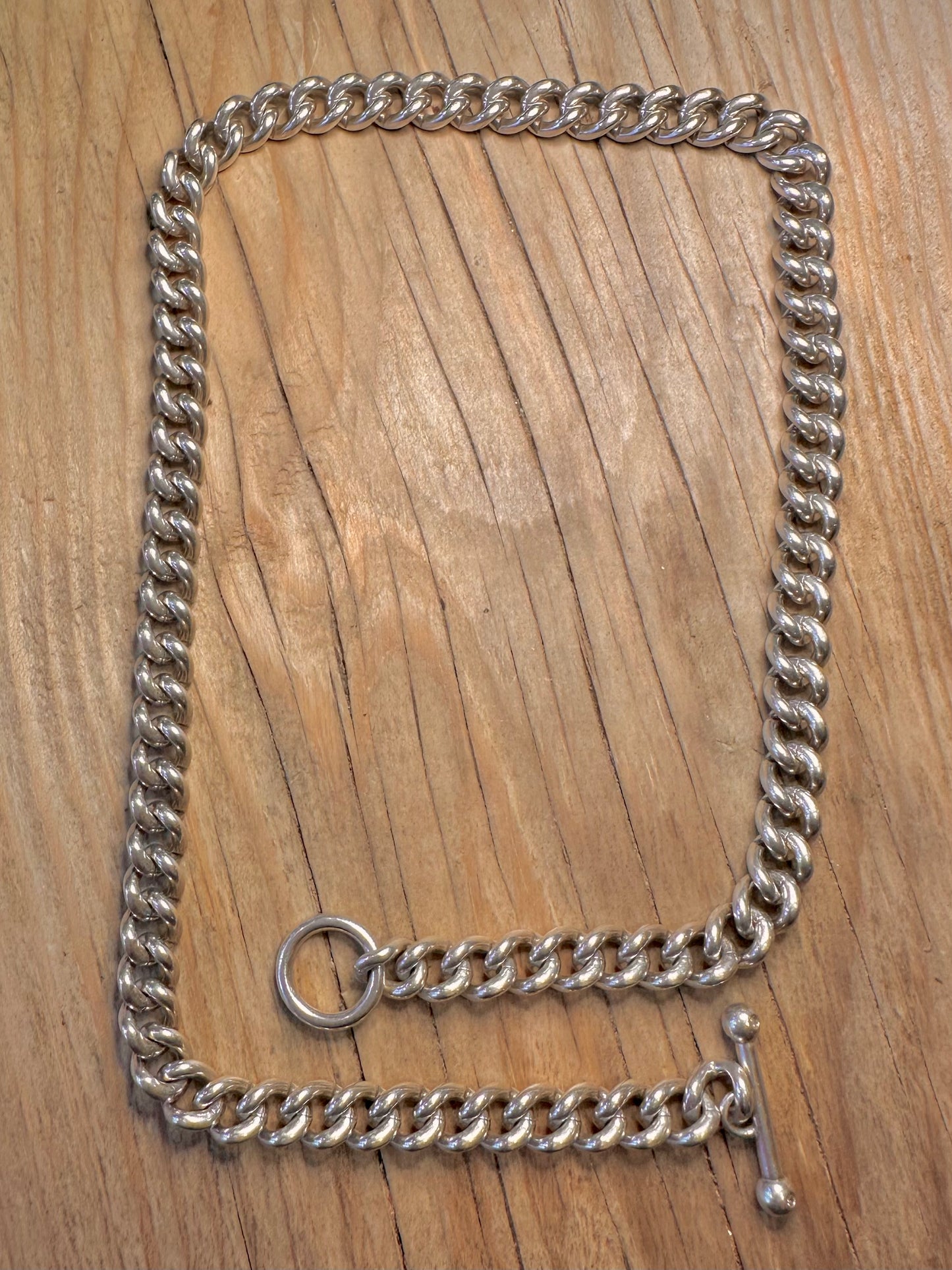 Vintage 1999 Diamond T Bar Chunky Curb Chain 925 Sterling Silver 20 inch Necklace