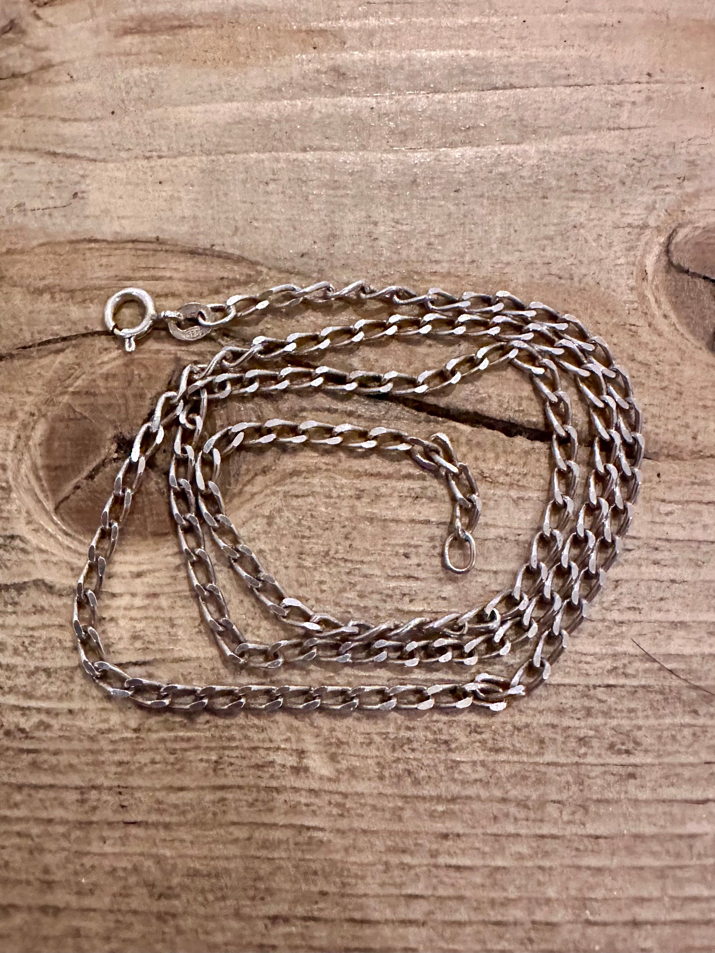 Vintage Curb Chain 925 Silver 17.5 inch Necklace