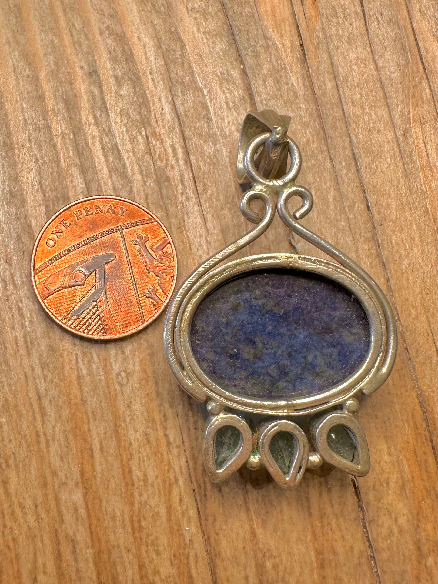 Vintage Lapis Blue Topaz 925 Sterling Silver Pendant