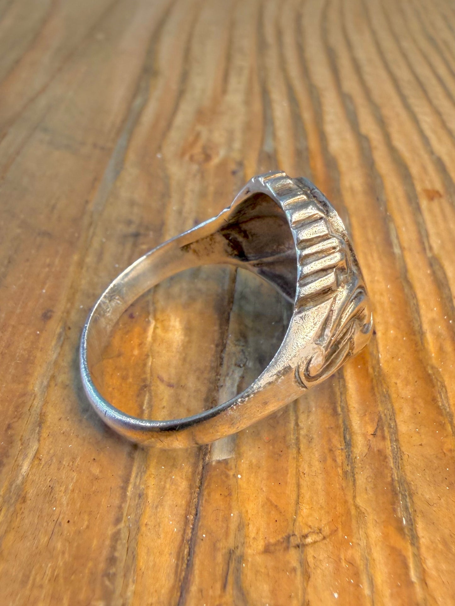 Ornate Gothic Style Engraved LA 835 Silver Size Marker JS Z+1 Ring