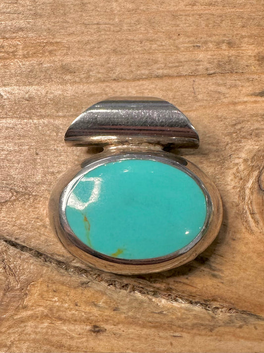 Modernist Polished Turquoise 925 Silver Pendant