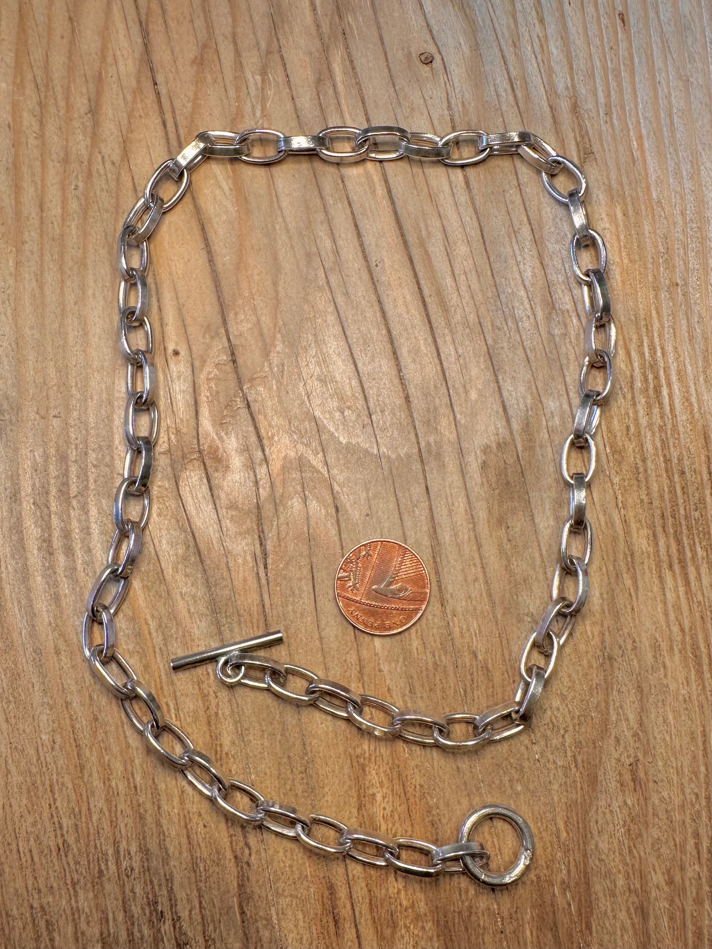 Vintage Cable Link T Bar 925 Sterling Silver 20 inch Necklace