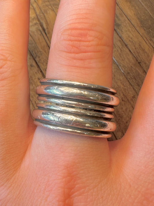 Chunky Double Spinner 925 Sterling Silver Size X Ring