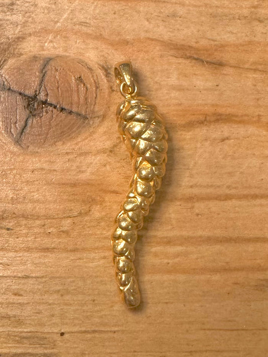Vintage Textured Horn of Plenty Gold on 925 Silver Pendant