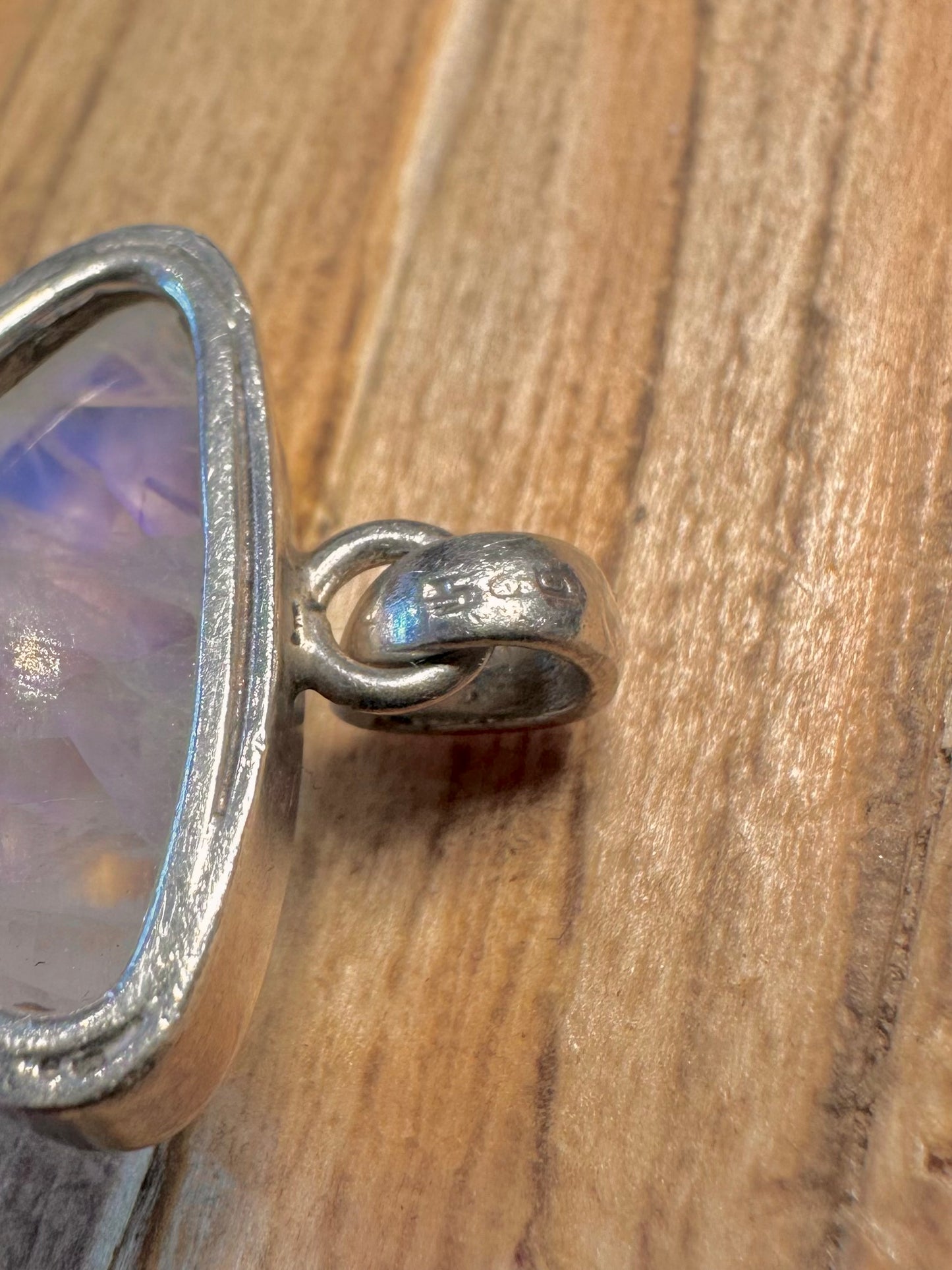 Vintage Moonstone Triangle 925 Sterling Silver Pendant
