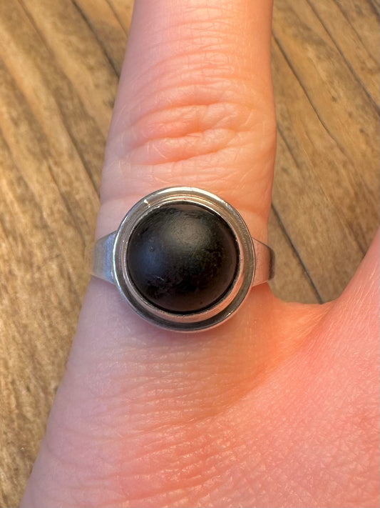 N.B Black Stone Handmade 925 Sterling Silver Size O Ring