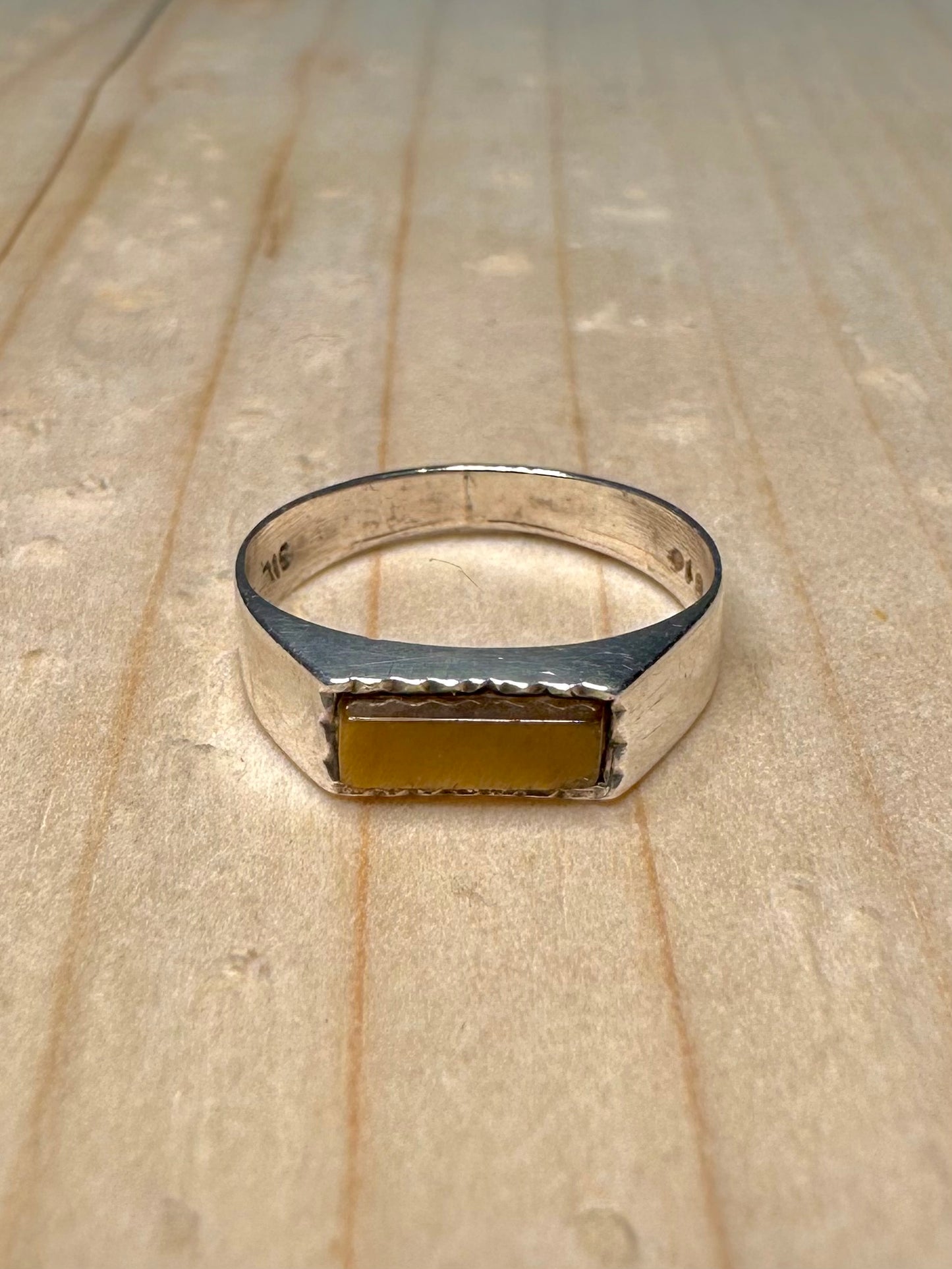 Tigers Eye Signet 925 Sterling Silver Size I Ring