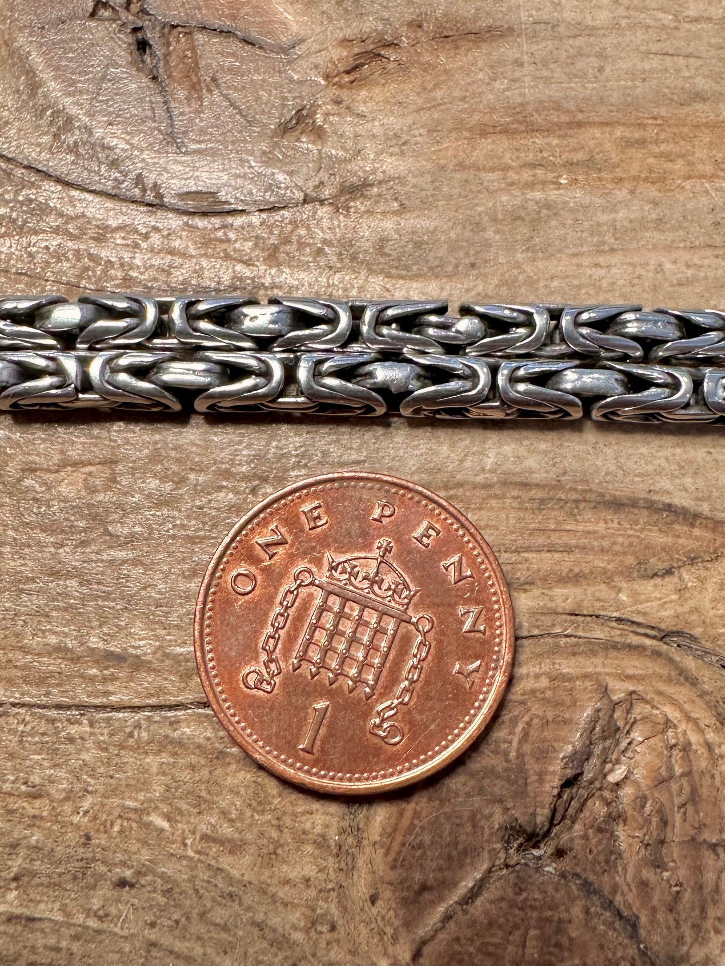 Vintage Double Byzantine Link Hook Clasp 925 Silver 8 inch Bracelet