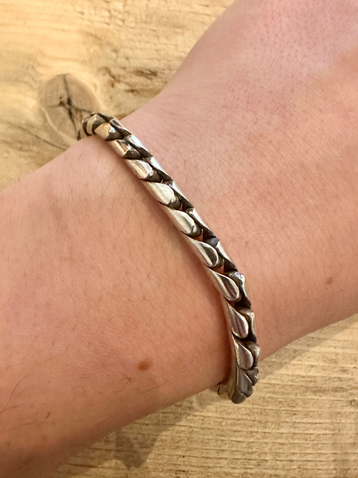 Vintage Unique Chain Hook Clasp 925 Silver 7.5 inch Bracelet