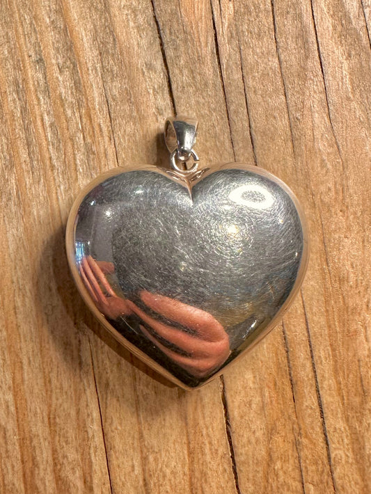 Vintage Puff Chunky Heart 925 Sterling Silver Pendant