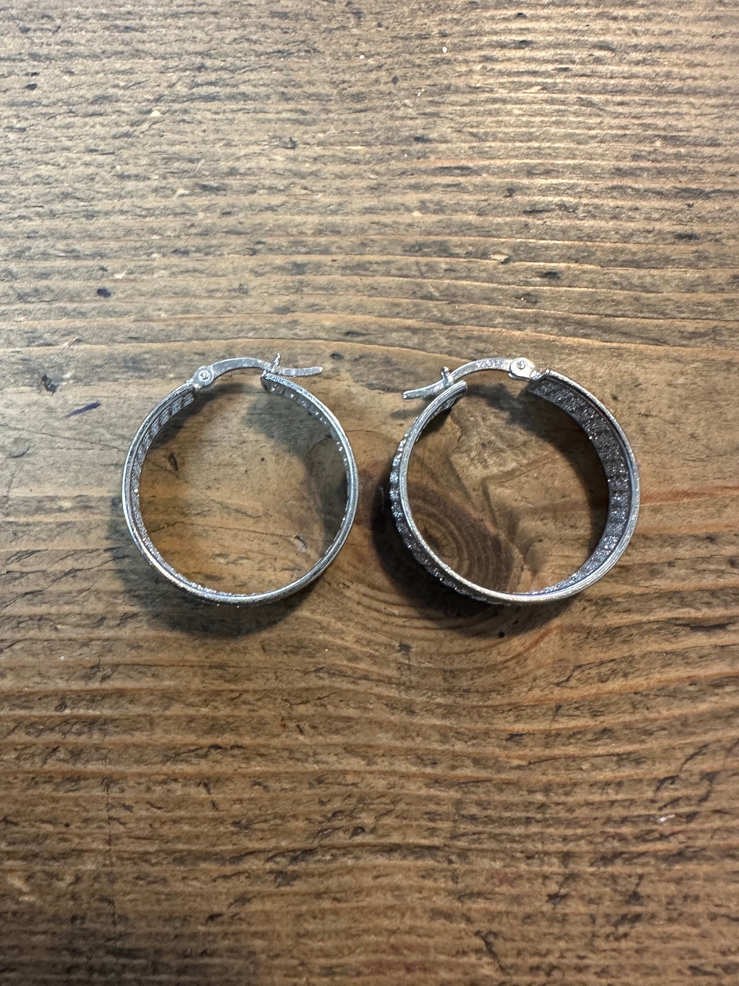 Modernist CZ Glitter 925 Hoop Earrings