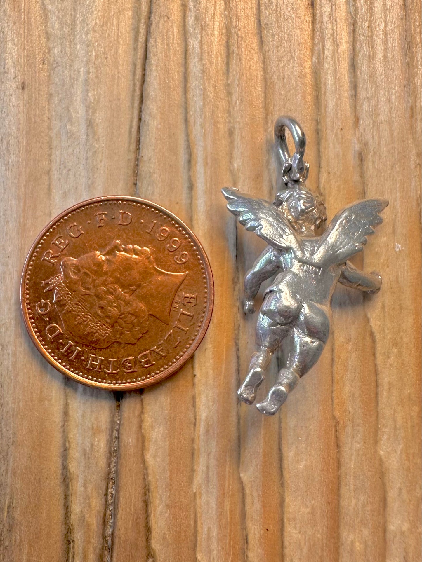 Vintage Cherub 925 Sterling Silver Charm Pendant
