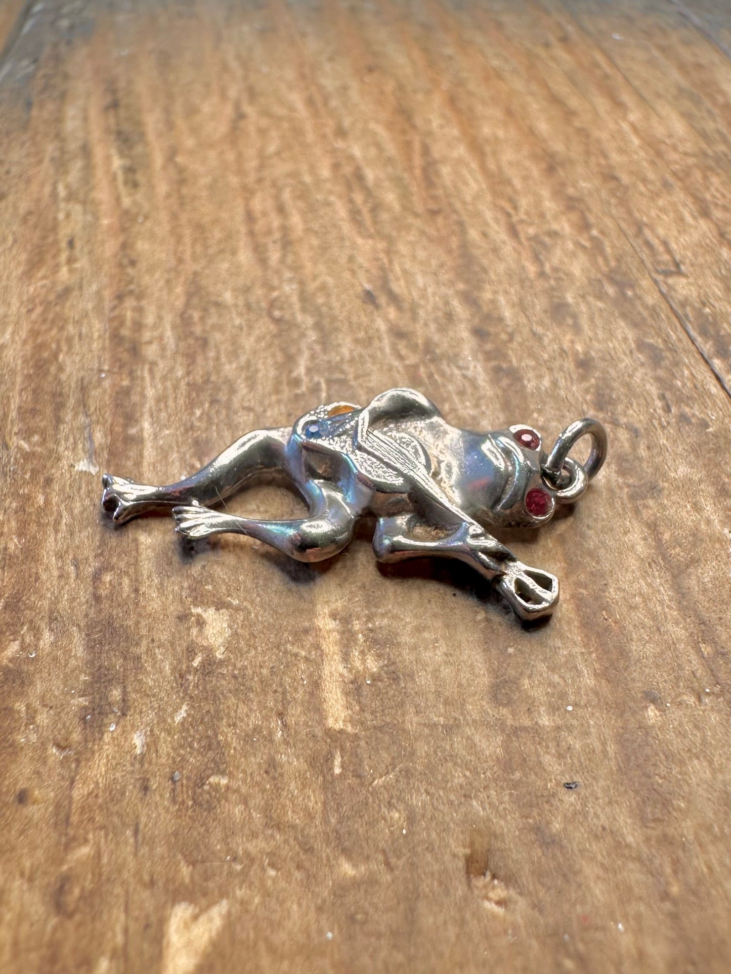Frog Guitarist Coloured Stones 925 Sterling Silver Pendant