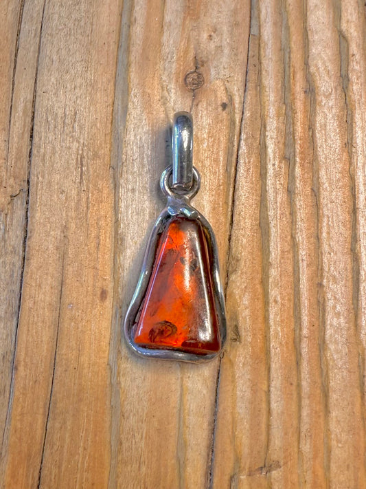 Abstract Amber 925 Sterling Silver Pendant
