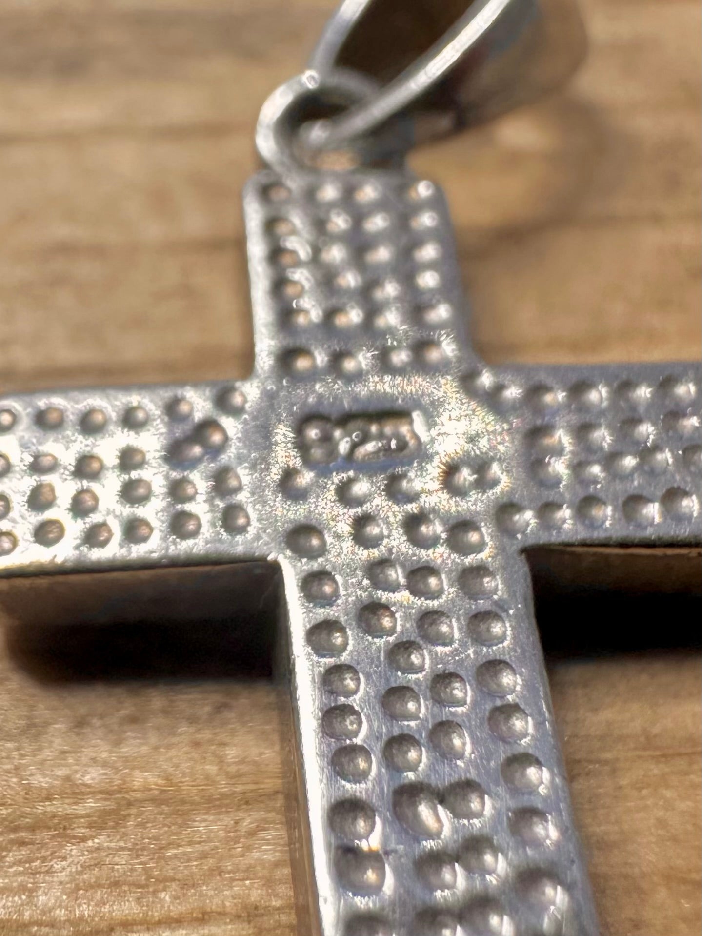 Modern Simulated Opal Cross 925 Silver Pendant